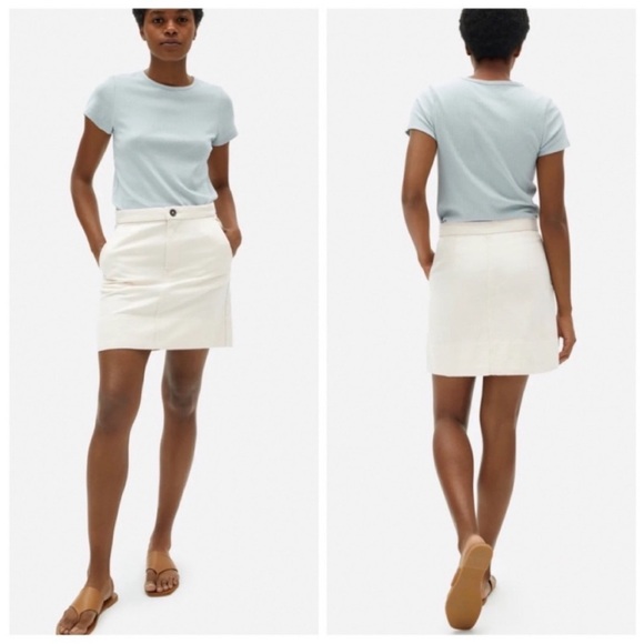 EVERLANE The Canvas Stamp Cotton Mini Skirt • Cream Bone | Size 8 - Picture 1 of 5